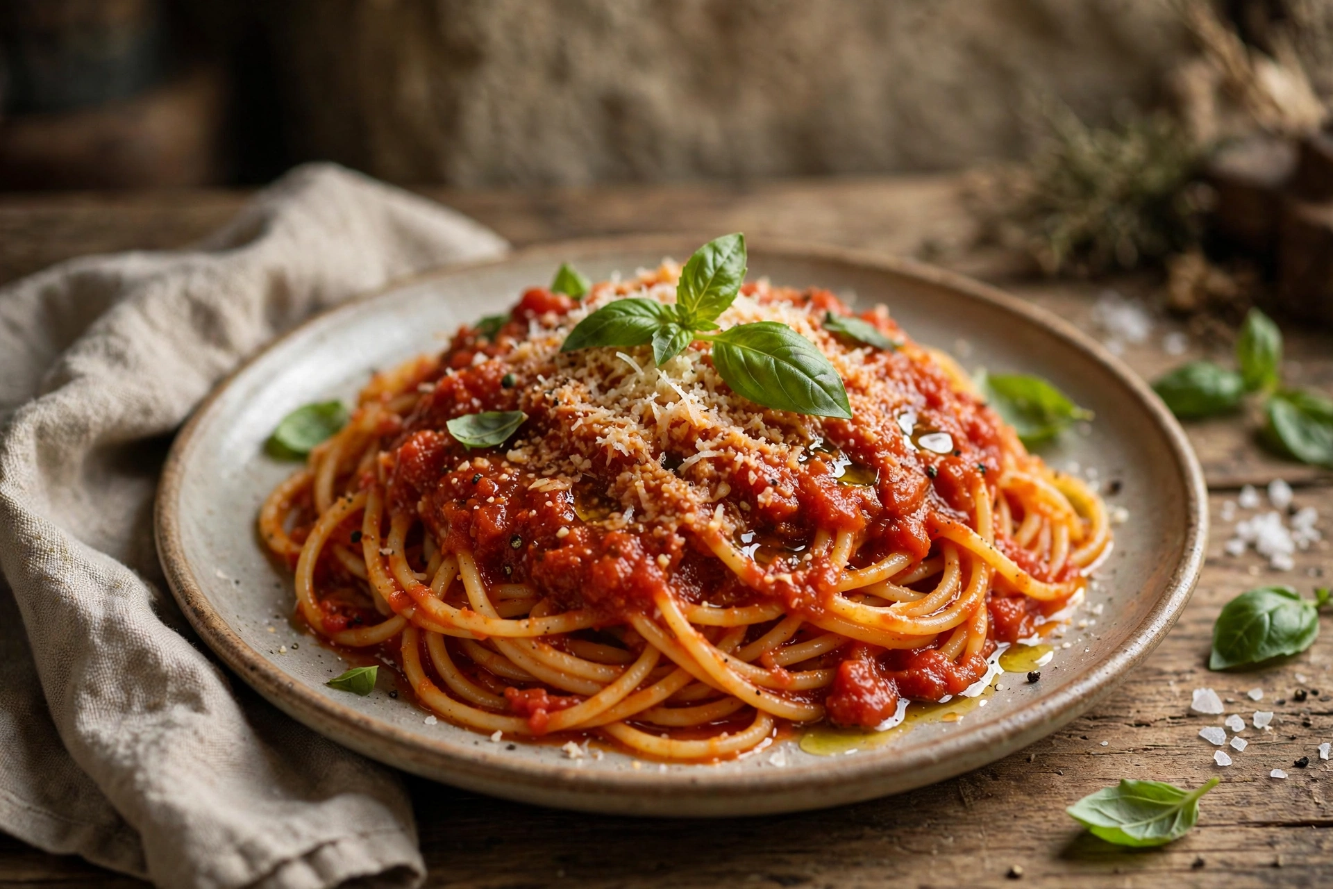 Da Toni Pasta Spaghetti mit Tomatensauce und Parmesan