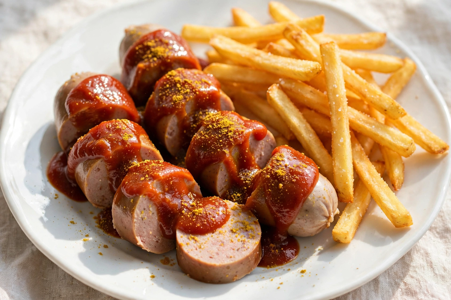 DB Currywurst Currywurst mit Pommes im DB Bordbistro