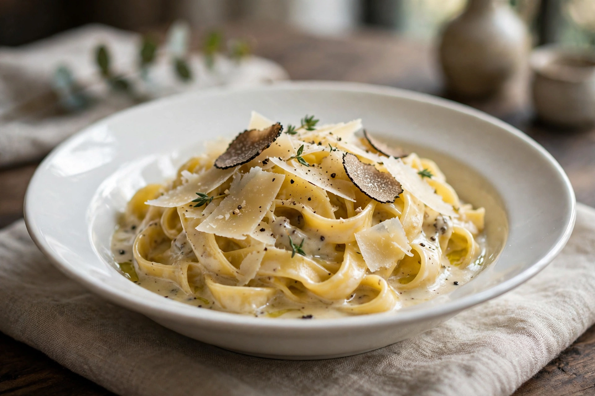 Delicato Trüffel-Pasta Tagliatelle mit Trüffel in Parmesansauce