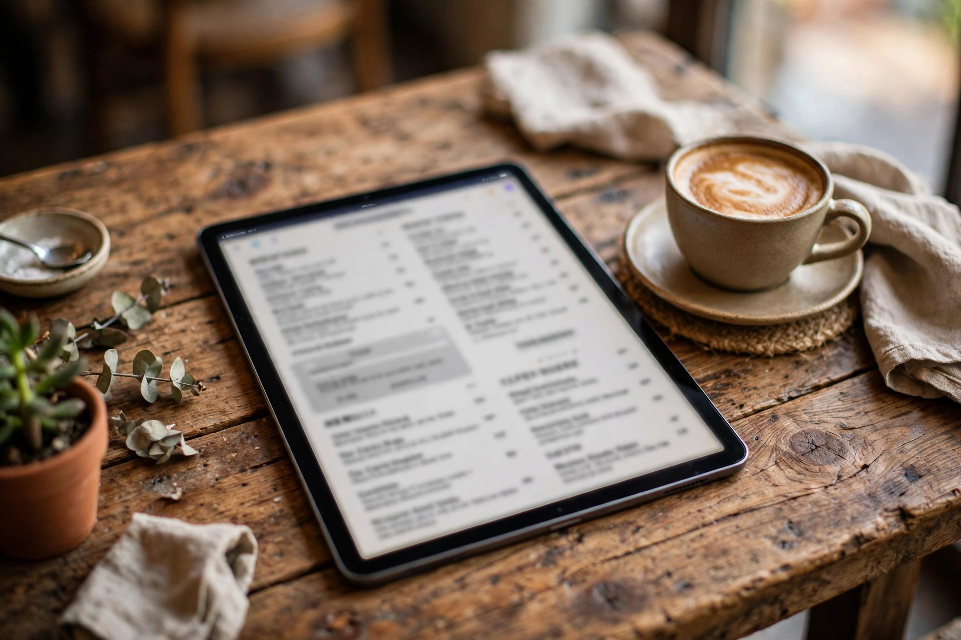 Digitale Speisekarte Tablet Speisekarte auf dem Tablet im Restaurant