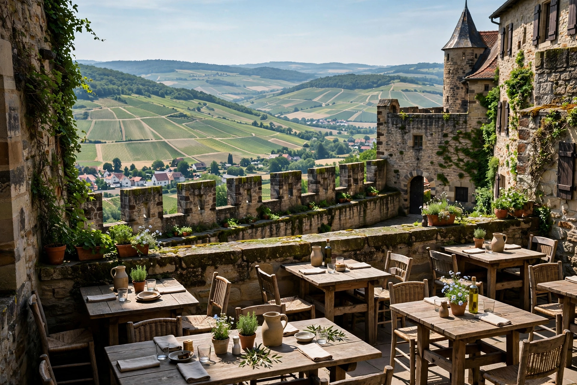 Giechburg Terrasse Terrasse der Burggaststätte Giechburg mit Weitblick