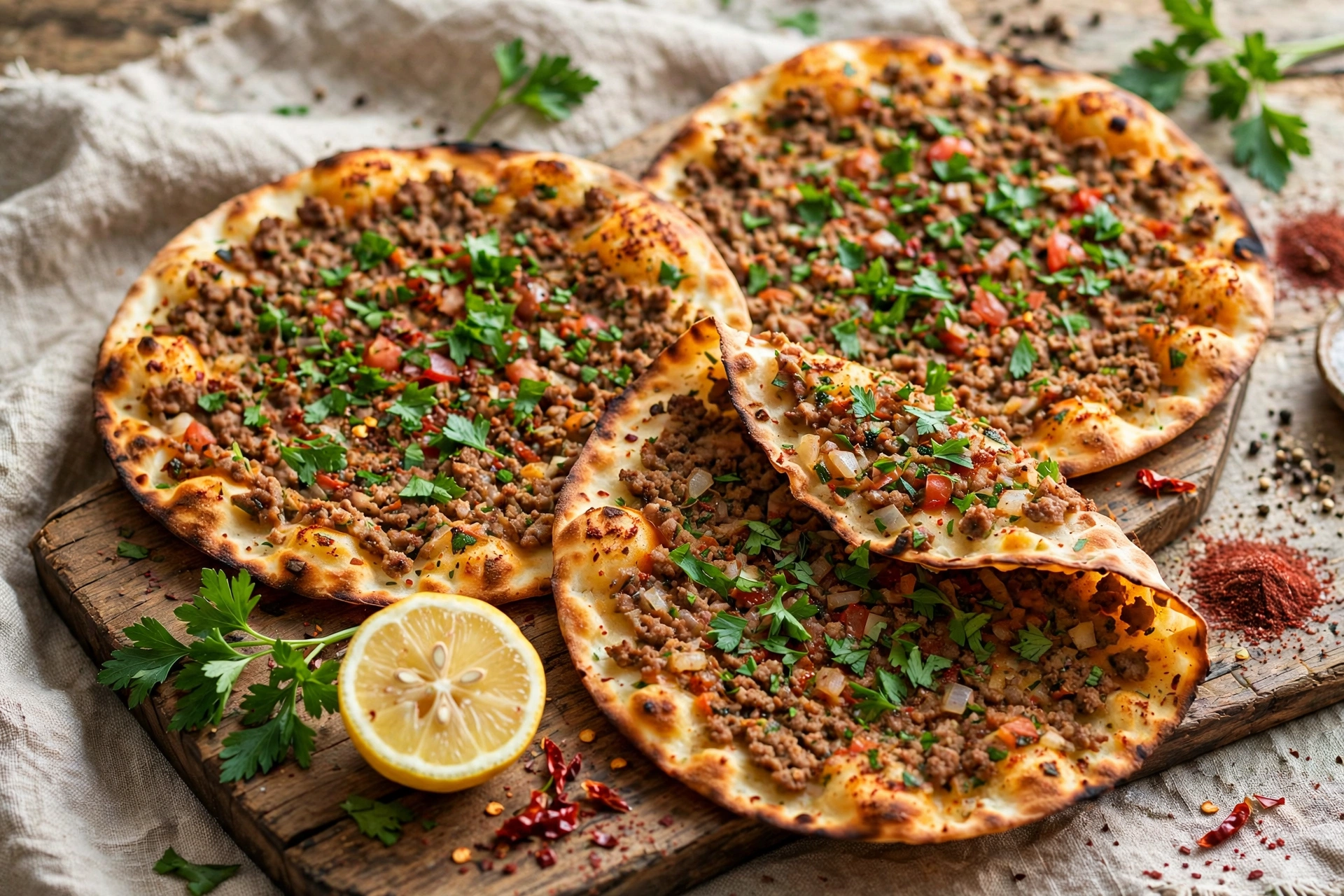 Hofmanns Lahmacun Hofmanns Lahmacun mit Hackfleisch und Salat