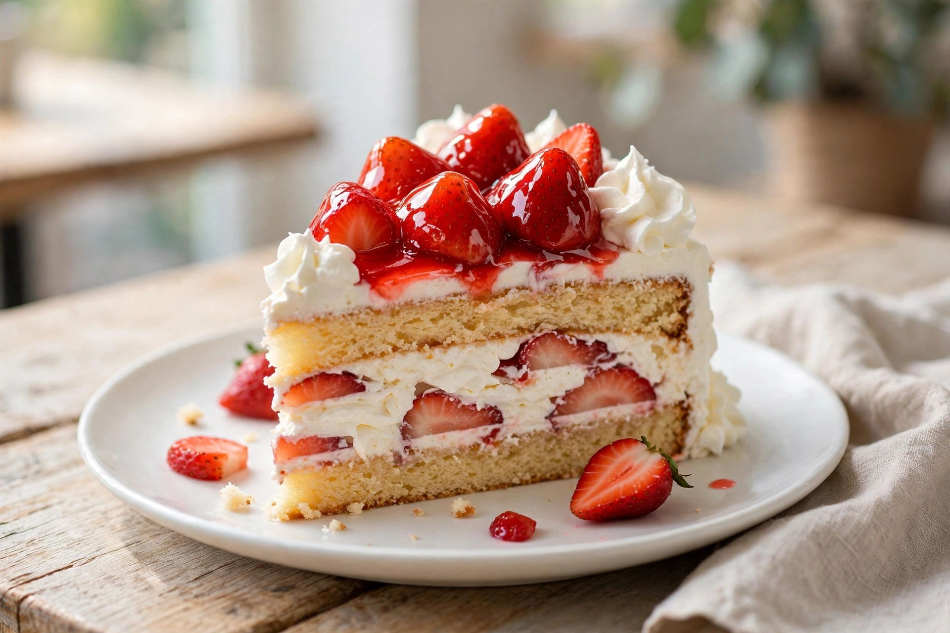 Karls Erdbeerkuchen Erdbeerkuchen mit Sahne im Hof-Café