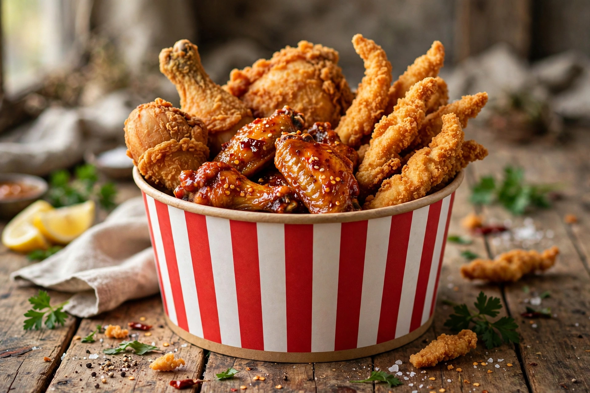 Knuspriges KFC Hähnchen – Hot Wings und Crispy Strips