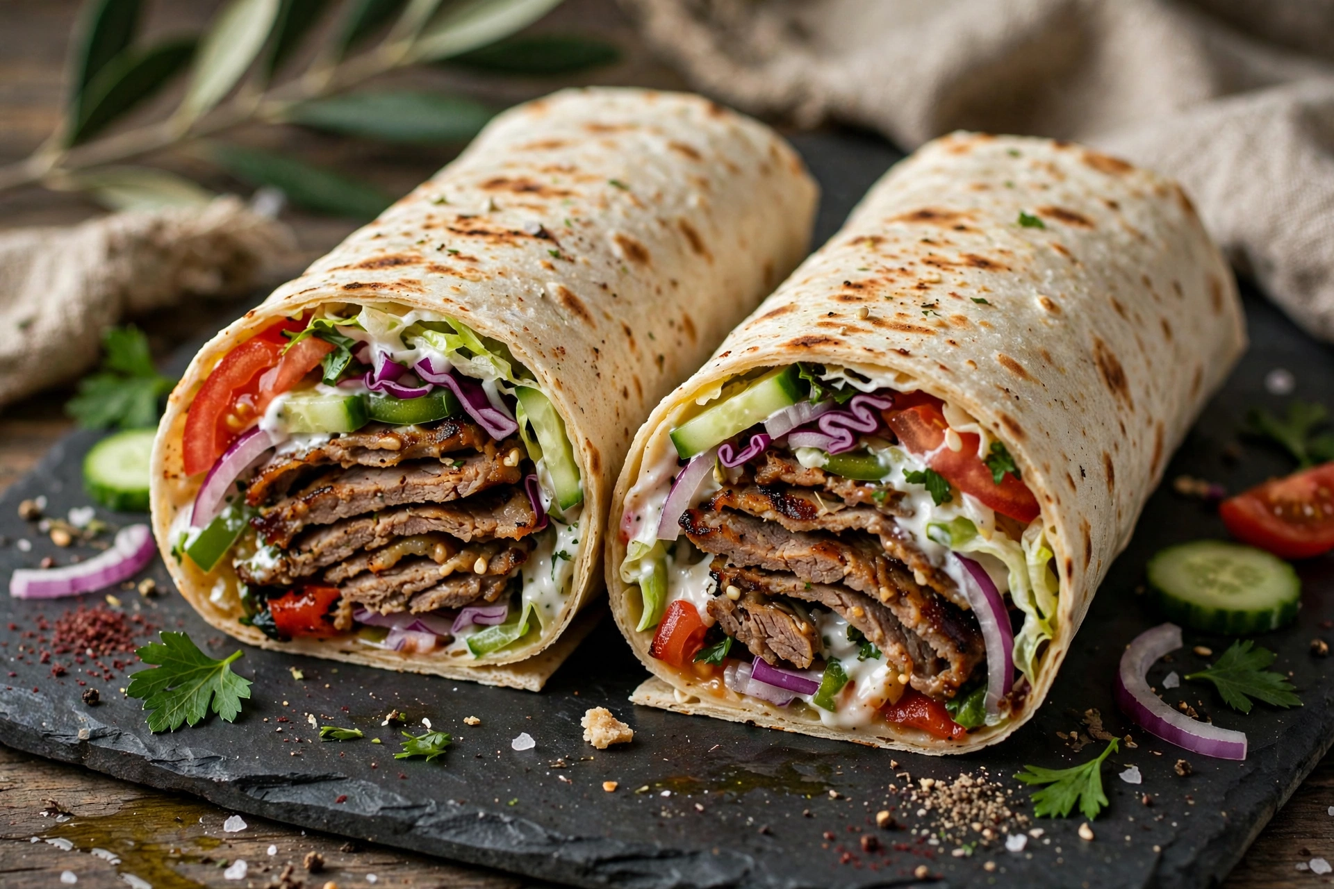 Mangal Döner Dürüm Dürüm Döner gerollt bei Mangal Döner