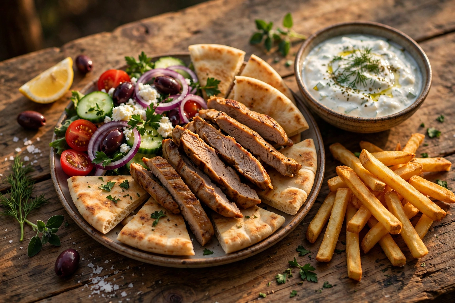 Restaurant Athen Gyros Gyros Teller im Restaurant Athen