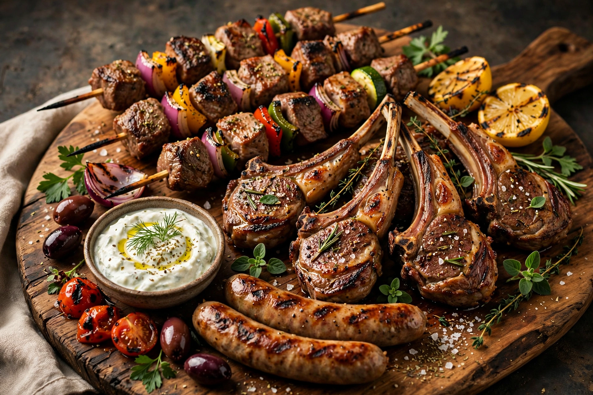 Griechische Grillplatte im Restaurant Athen