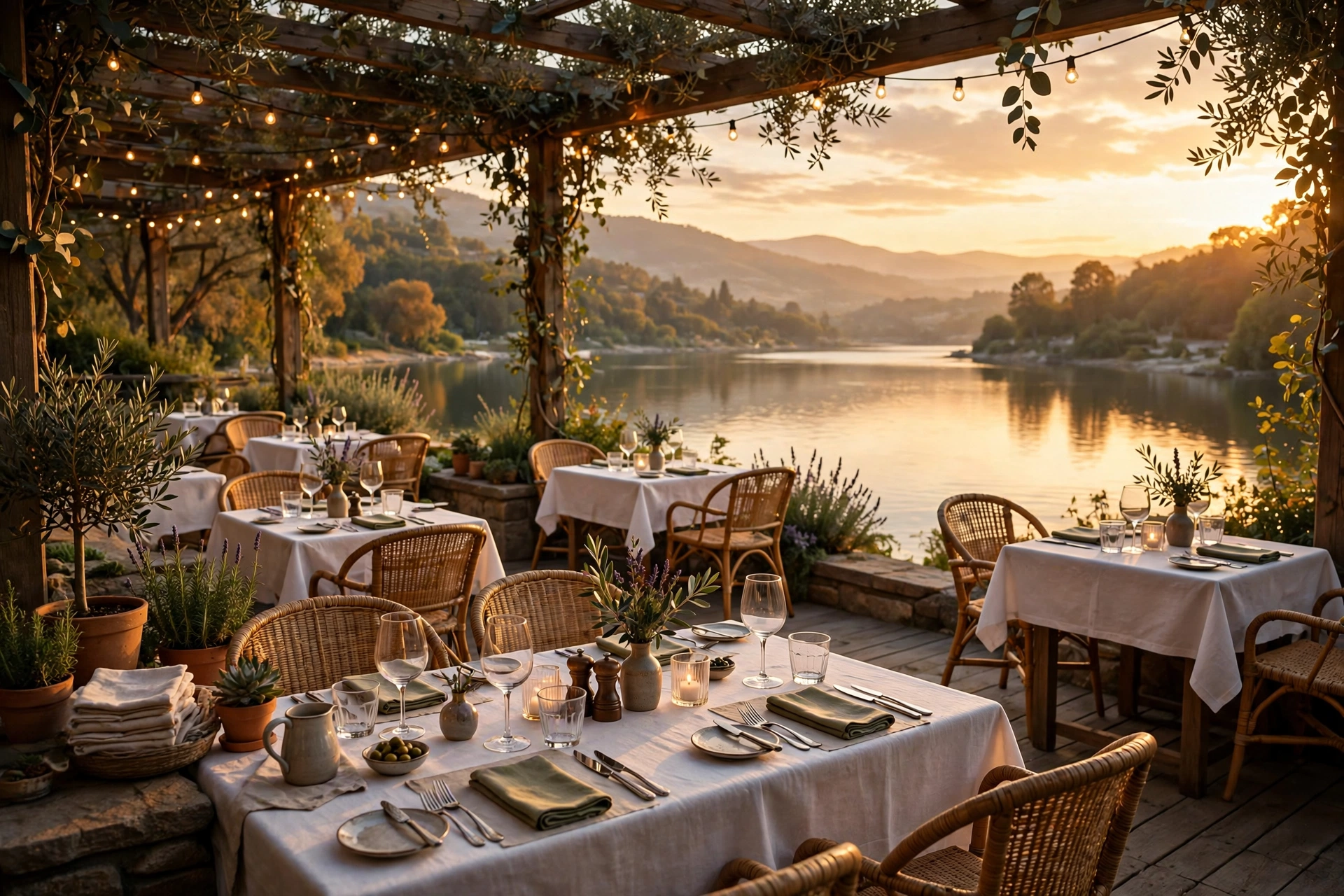 Seestern Terrasse Restaurantterrasse mit Seeblick