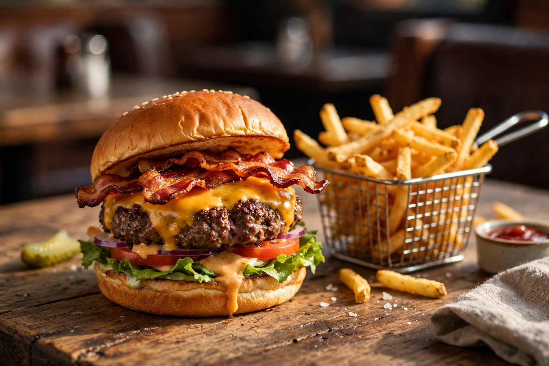 Rochester Inn Burger Bacon Cheeseburger im Rochester Inn