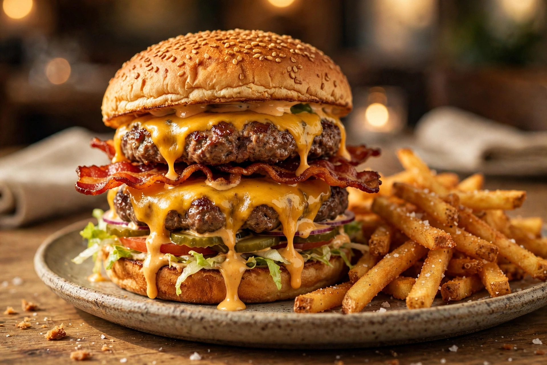 The Ash Burger Saftiger Burger mit Pommes bei The Ash