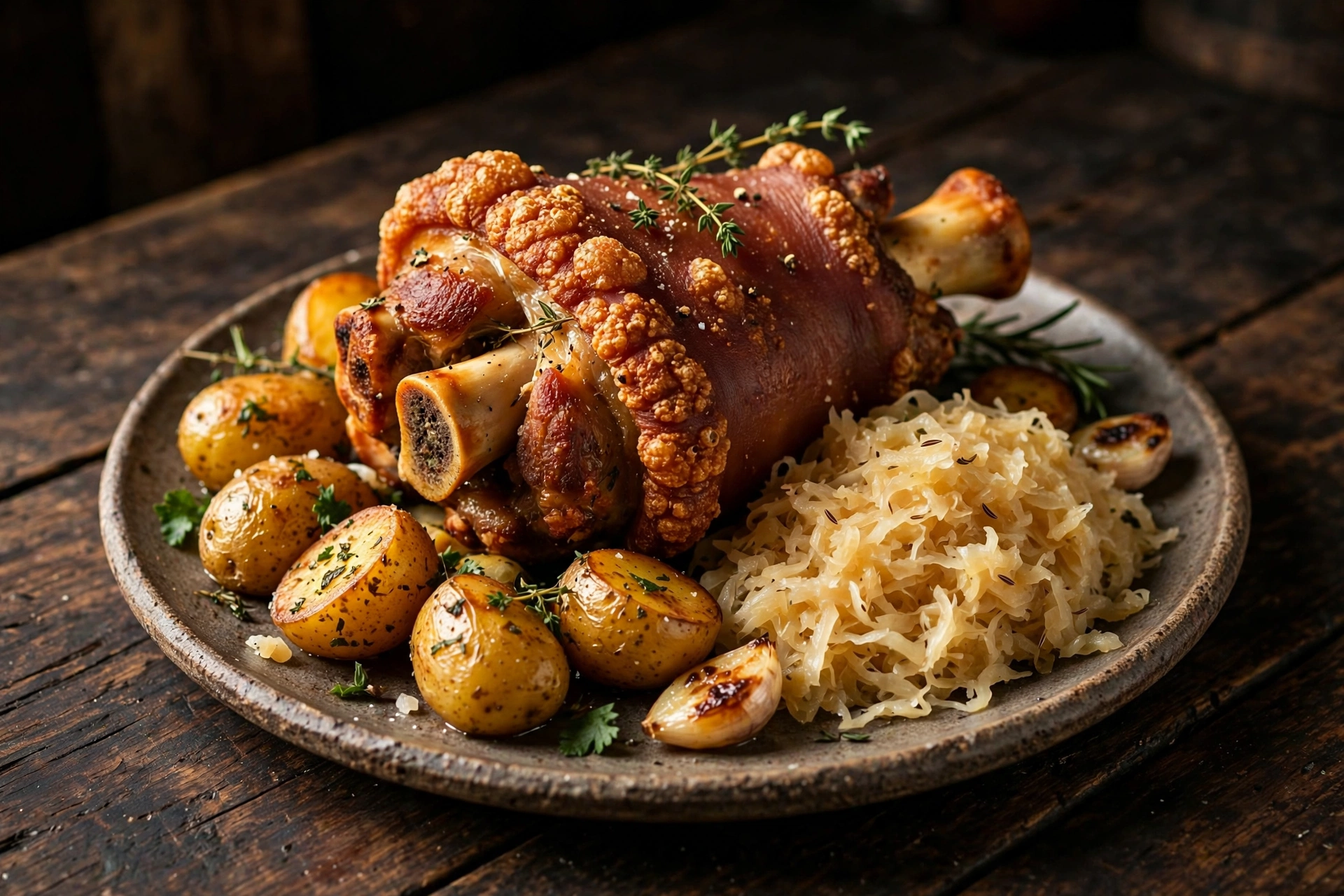 Torhaus Eisbein Eisbein mit Sauerkraut und Kartoffeln im Zum Torhaus