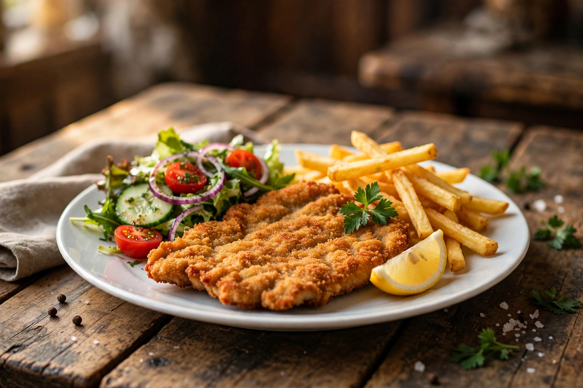 Torhaus Schnitzel Schweineschnitzel mit Pommes im Zum Torhaus Berlin