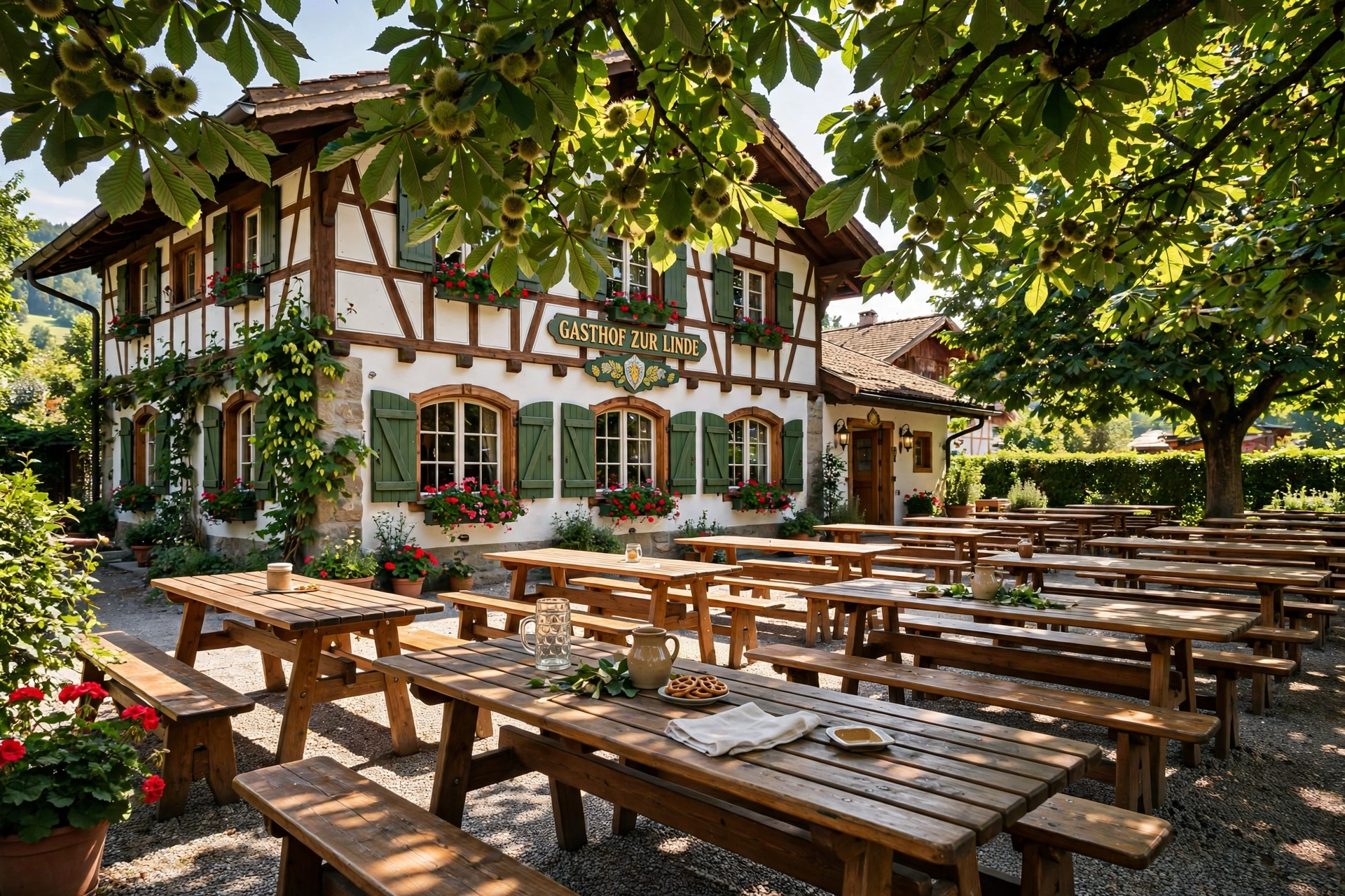 Walba Biergarten Biergarten eines bayerischen Gasthauses