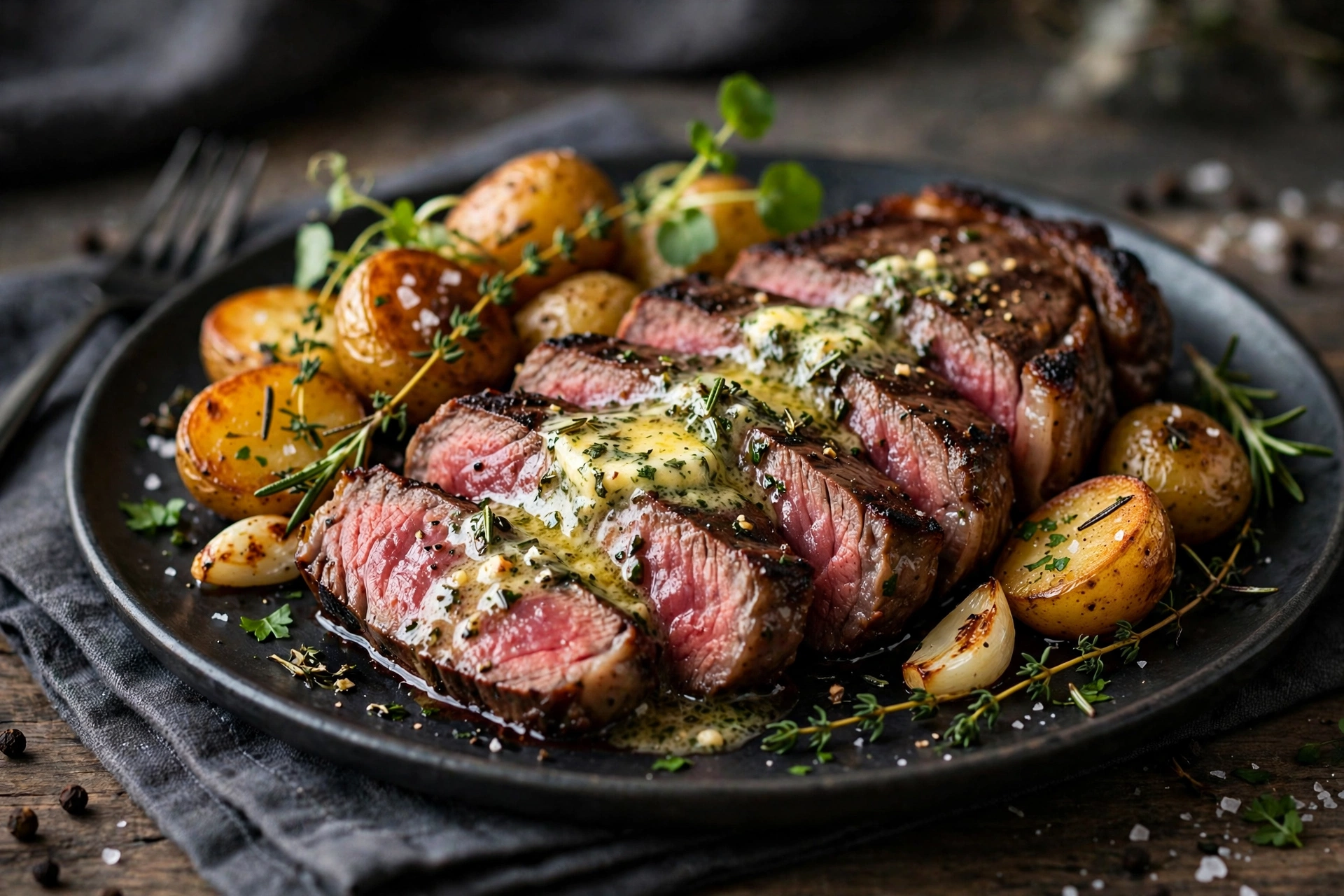 Steak Waldhaus Rottendorf Black Angus Steak mit Beilagen im Waldhaus Rottendorf