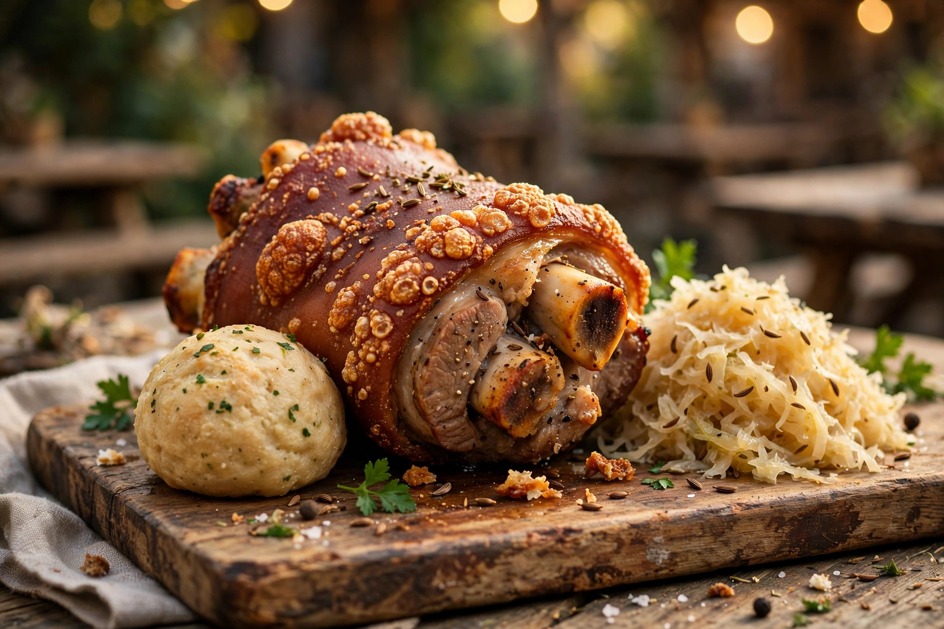 Schweinshaxe Zum Freien Stuhl Knusprige Schweinshaxe mit Knödel